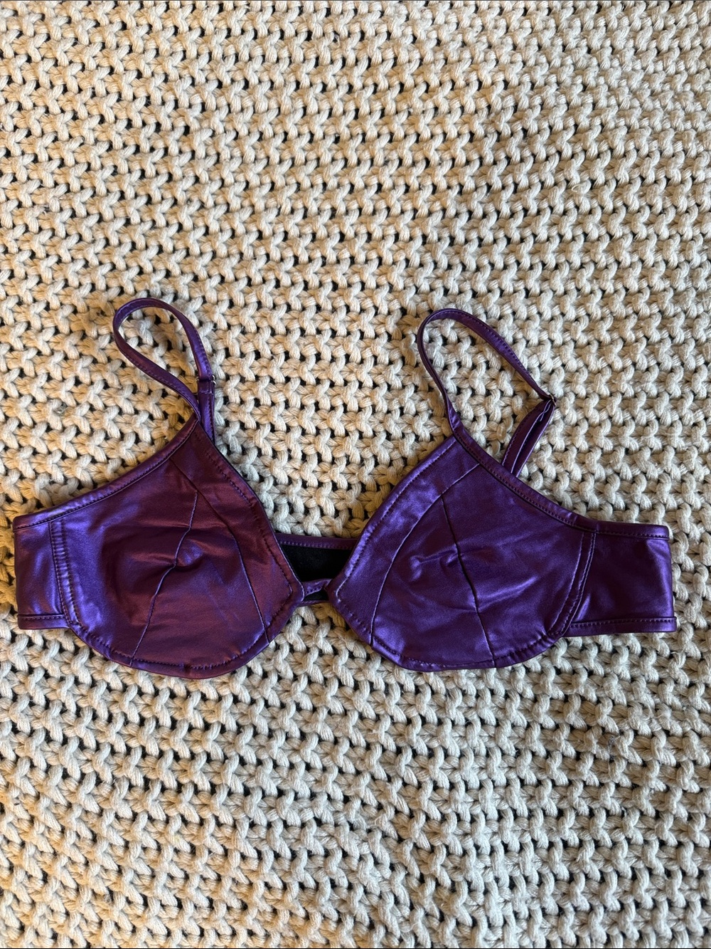 Purple Satin Costume Bra with Adjustable Straps
